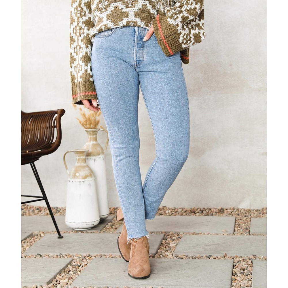 Women's  Levi's 501 BLUE JEANS SKINNY HIGH RISE BUTTON FLY 32x28 New